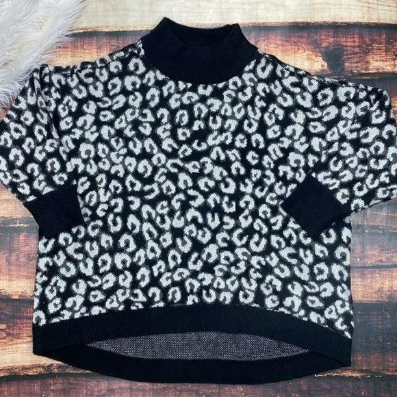 crown & ivy Sweaters - RELISTED Cabana by Crown & Ivy Leopard Animal Print Mock Neck Tunic Sweater